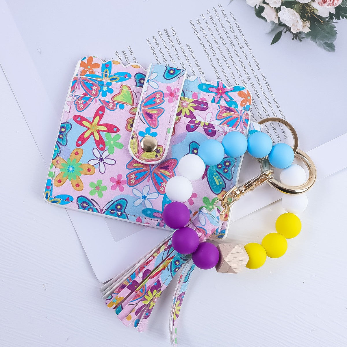 Wholesale Butterfly Print Wallet Keychain
